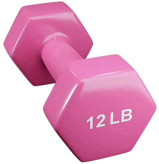 French Fitness Colorful Hex Vinyl Dumbbell 12 lbs - Single (New)