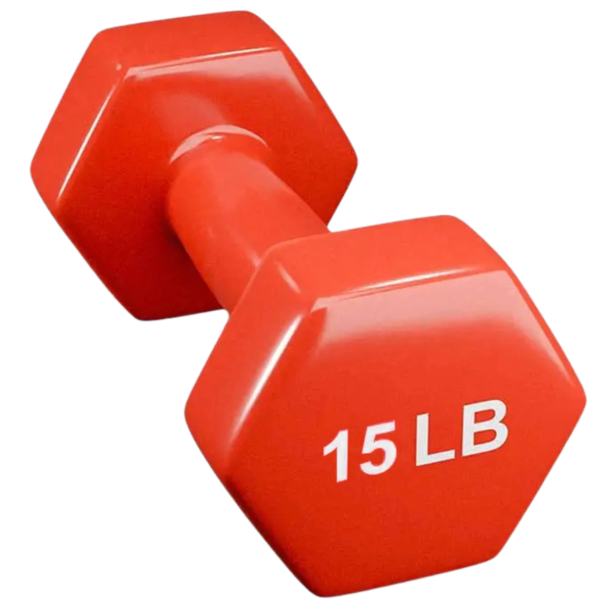 French Fitness Colorful Hex Vinyl Dumbbell 15 lbs - Single (New)