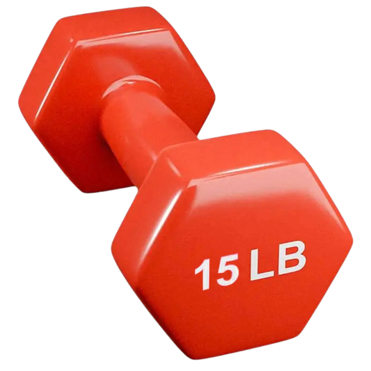 French Fitness Colorful Hex Vinyl Dumbbell 15 lbs - Single (New)