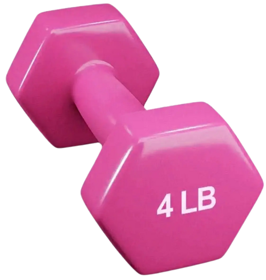 French Fitness Colorful Hex Vinyl Dumbbell 4 lbs - Single (New)