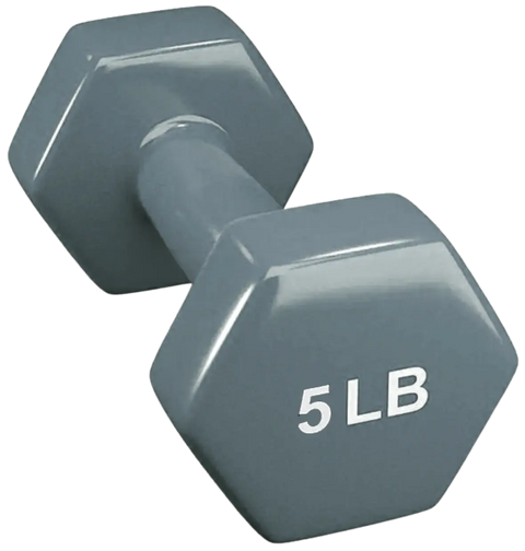 French Fitness Colorful Hex Vinyl Dumbbell 5 lbs - Single (New)