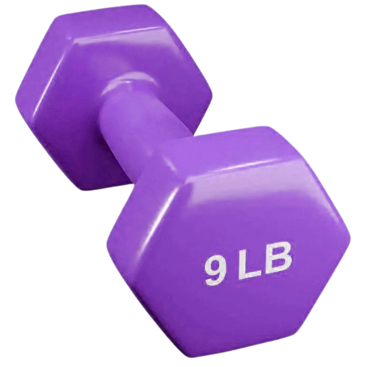 French Fitness Colorful Hex Vinyl Dumbbell 9 lbs - Single (New)