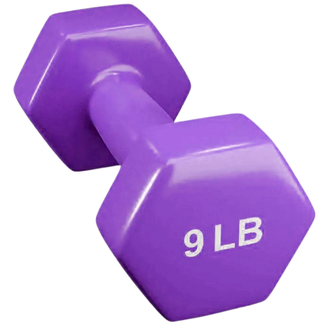 French Fitness Colorful Hex Vinyl Dumbbell 9 lbs - Single (New)