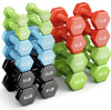 French Fitness Colorful Hex Vinyl 48 Pair Dumbbell Set w/ Body-Solid GDR500 Rack (New)