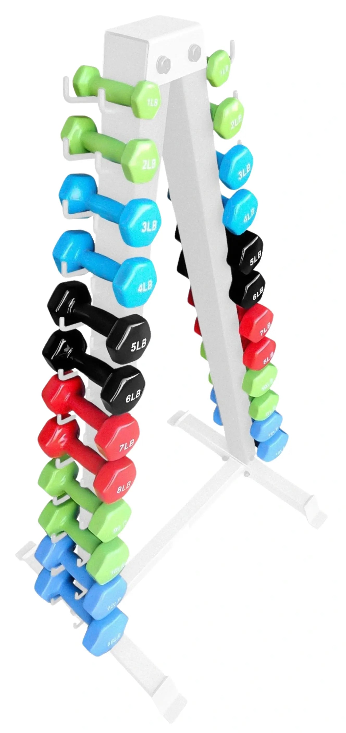 French Fitness Colorful Hex Vinyl Dumbbell Set of 1 to 15 lbs (New)