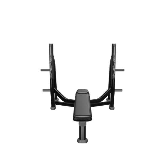 French Fitness FFB Black Olympic Flat Bench w/Weight Horns (New) - 3D View