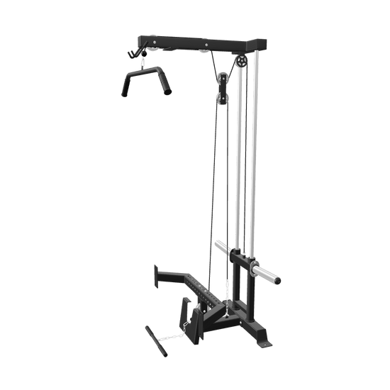 French Fitness Rig & Rack Lat Pulldown / Low Row w/Stabilizer Bar - 3D View