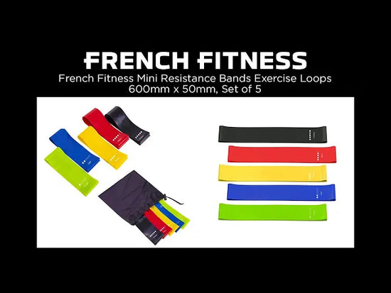  French Fitness Mini Resistance Bands Exercise Loop 600mm x 50mm - Black (30-40 lbs) (New)