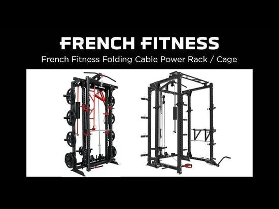  French Fitness Folding Cable Power Rack / Cage - Black (New)