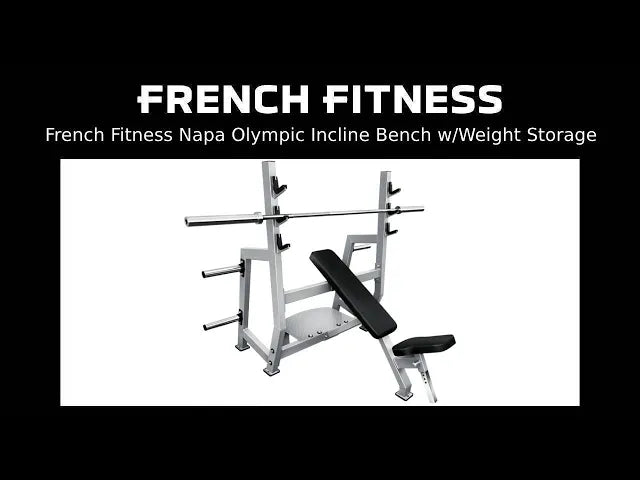 Olympic Incline Bench with Weight Storage - French Fitness Napa (New) video preview 1