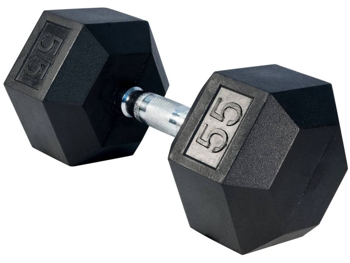 55 lb Cast Hex Dumbbell SINGLE CAST IRON For Weight Lifting 55 Pounds 